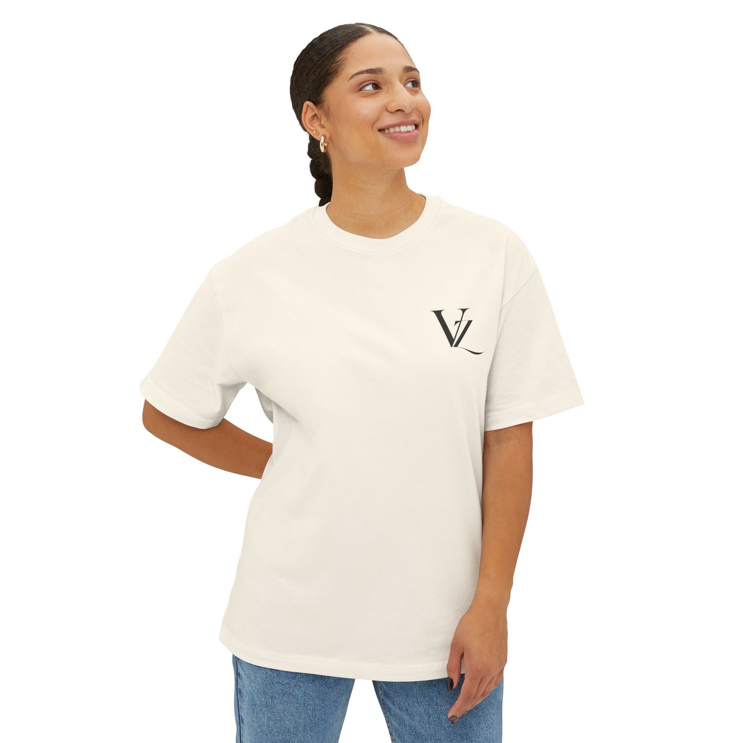 Oversized VZ Boxy Tee — Dark Monolith VZ Graphic T-Shirt