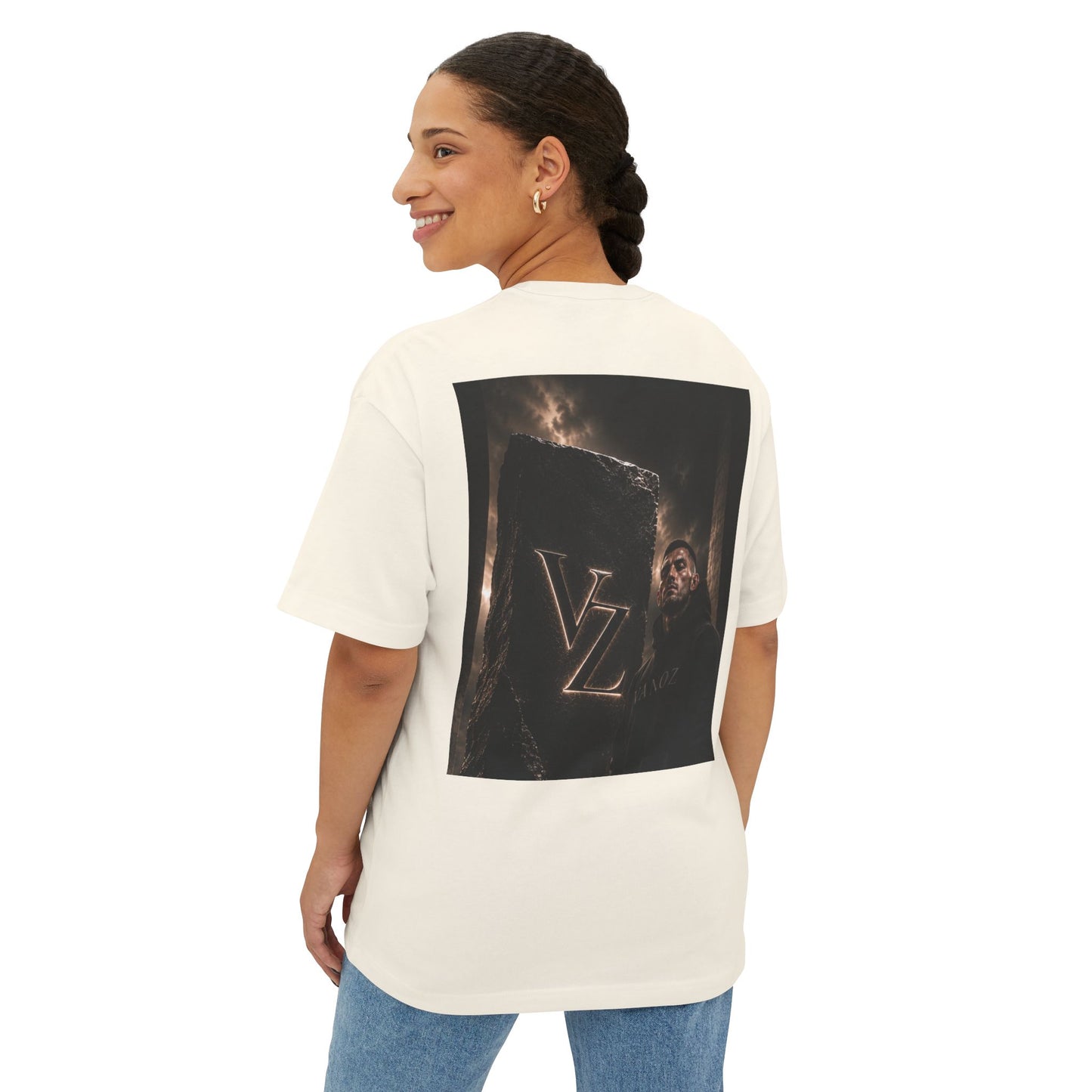 Oversized VZ Boxy Tee — Dark Monolith VZ Graphic T-Shirt