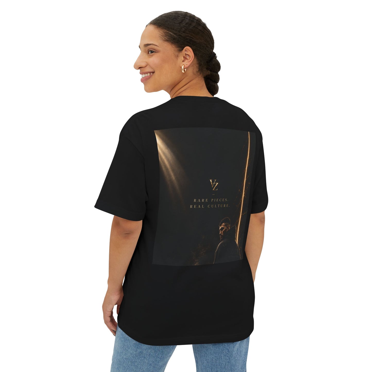 Oversized VZ Boxy Tee — Dark Monolith VZ Graphic T-Shirt