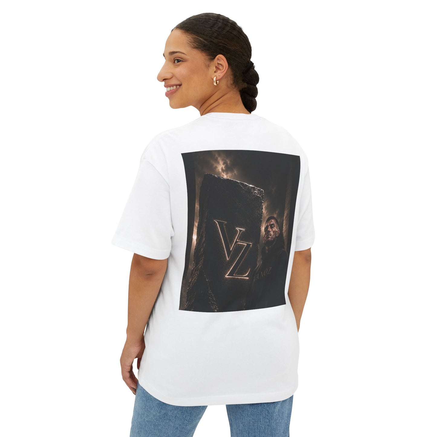 Oversized VZ Boxy Tee — Dark Monolith VZ Graphic T-Shirt