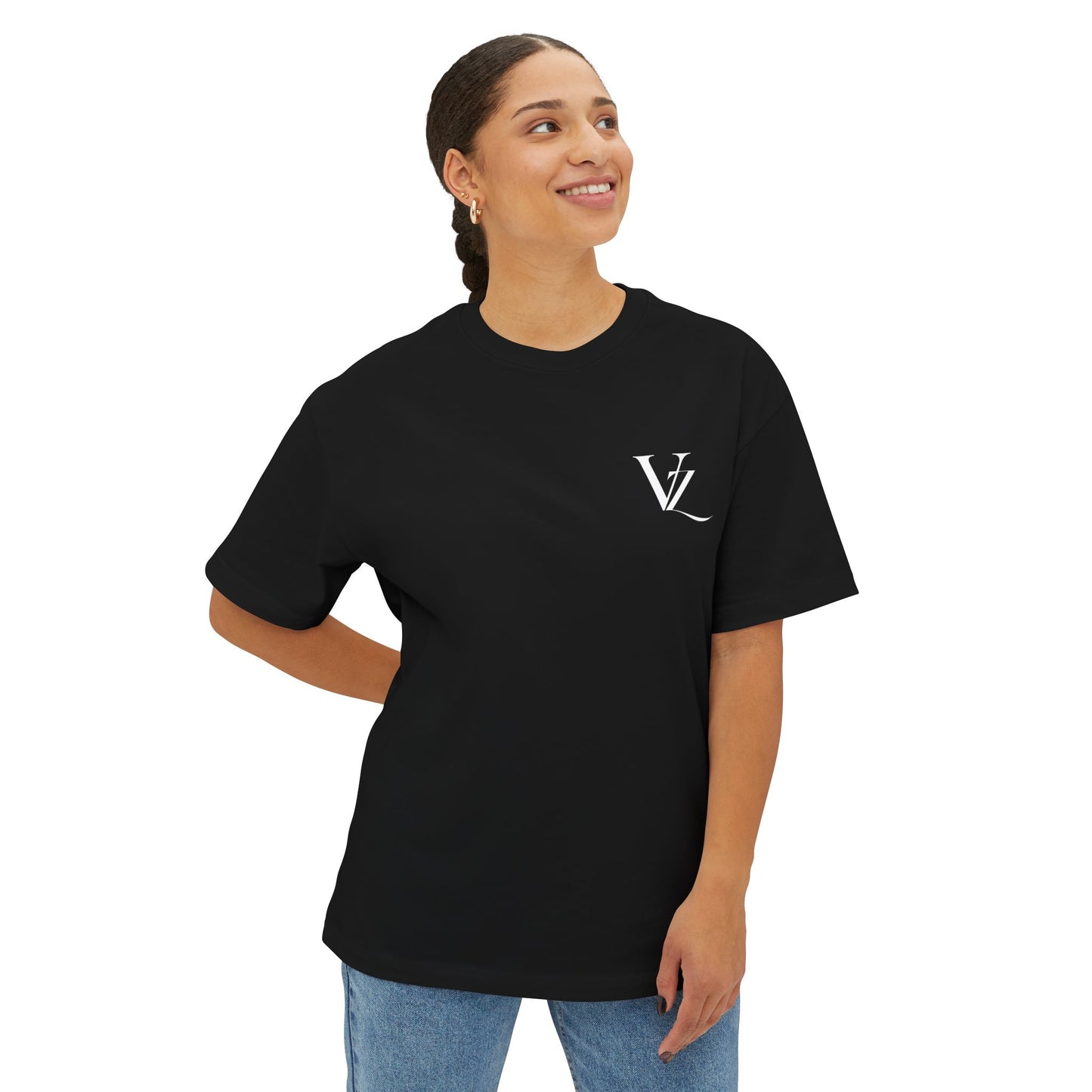 Oversized VZ Boxy Tee — Dark Monolith VZ Graphic T-Shirt